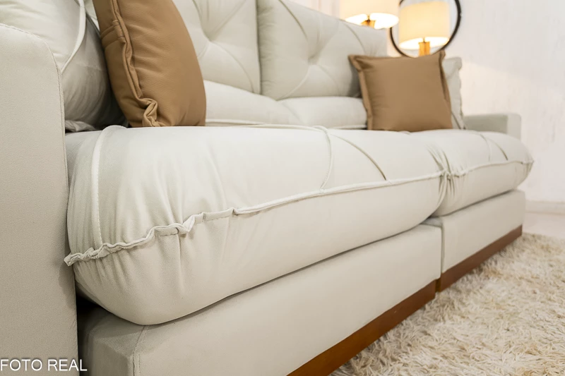 Sofá Retrátil Reclinável 2.50m Gran Bello Veludo Bege - D33 e Molas Ensacadas - Imagem 3