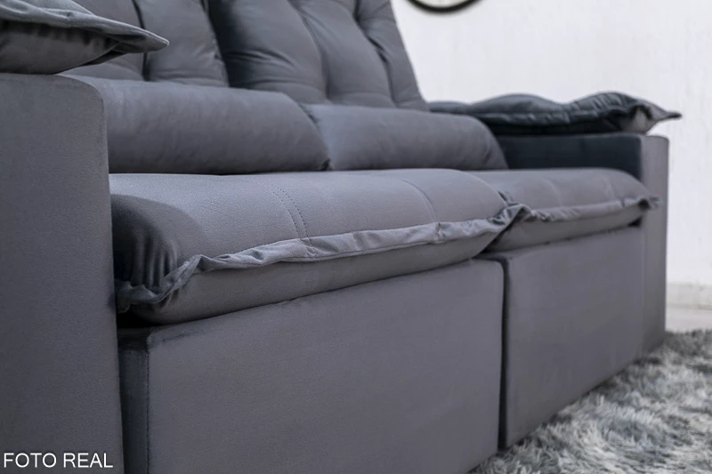 Sofá Retrátil Reclinável 3 Lug. Grécia 2.00m Veludo Cinza - Imagem 6