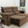 Sofá Retrátil Reclinável 2.30m Emanuelly Veludo Marrom - D28 Soft
