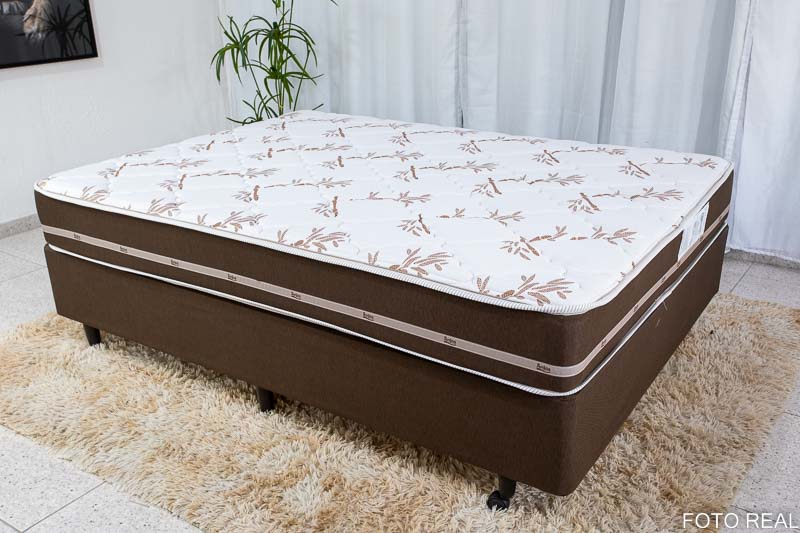 Base Box + Colchão Molas Superlastic Casal Classic Marrom 188×138 x 62 Anjos
