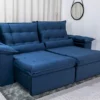 Sofá Retrátil Reclinável 2.30m Emanuelly Veludo Azul - D28 Soft
