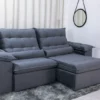Sofá Retrátil Reclinável 2.30m Emanuelly Veludo Cinza - D28 Soft