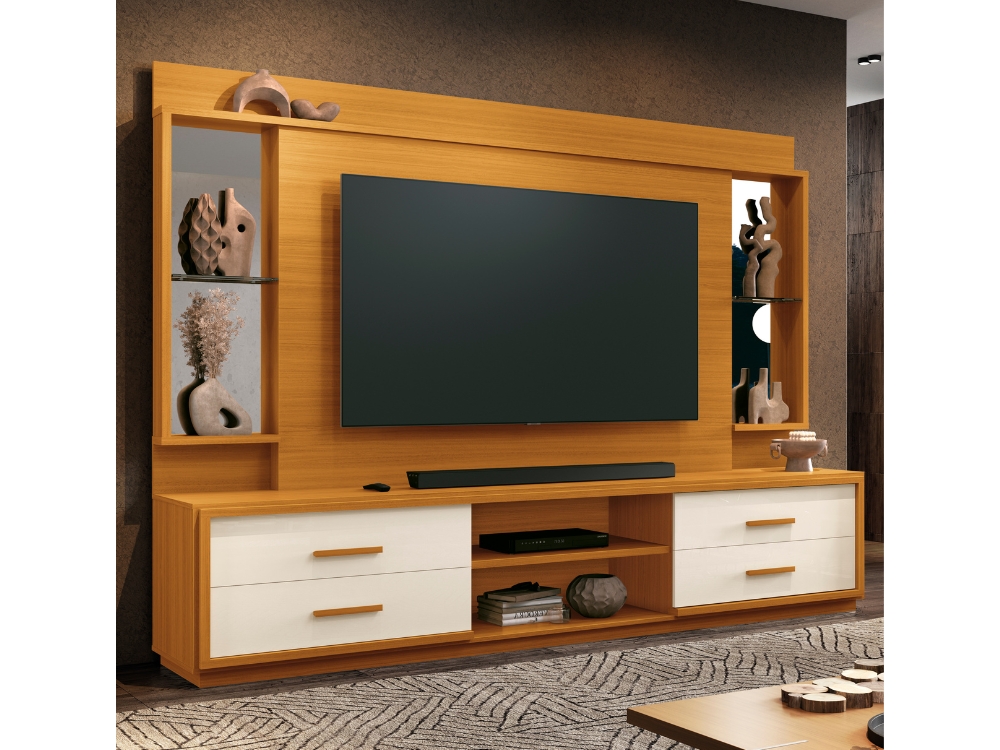 Home Leni Largura 2.40m para TV de 75 polegadas Cedro/Off White