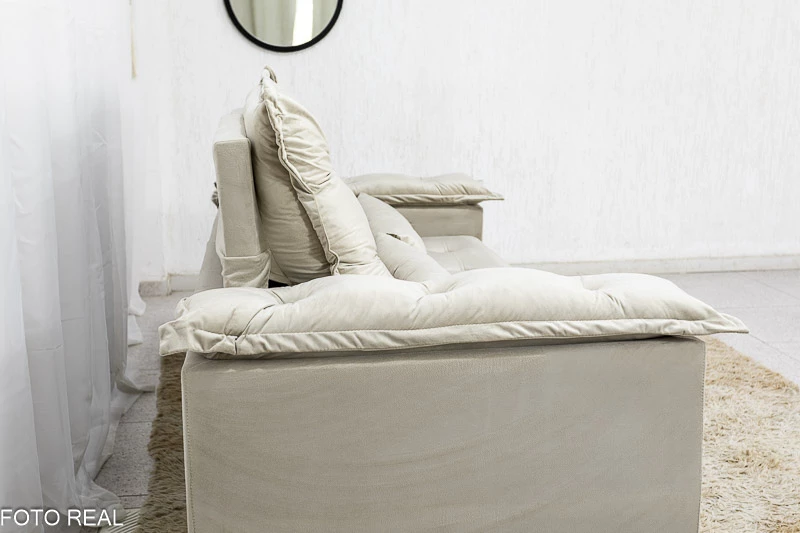 Sofá Retrátil Reclinável 3 Lug. Grécia 2.00m Veludo Bege - Imagem 8