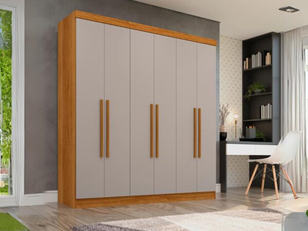 Guarda-Roupa Recife 6 portas e 2 gavetas – Cinamomo/Off White