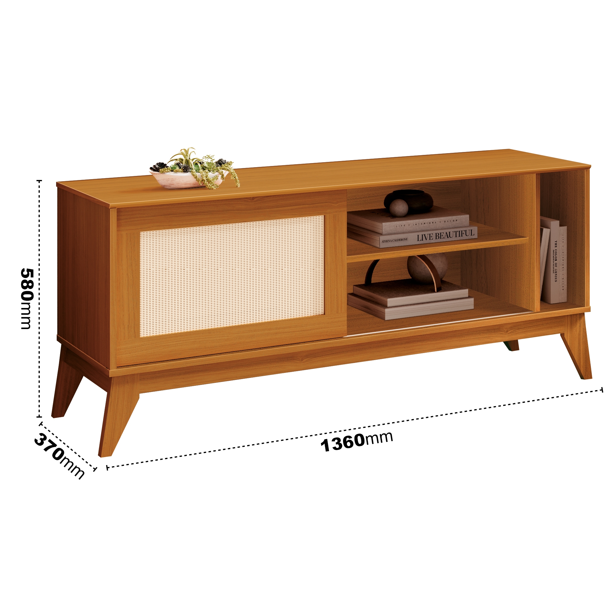 Rack Cayman Larg. 1.36m até 55 Polegadas Cedro – EDN MÓVEIS - Imagem 2