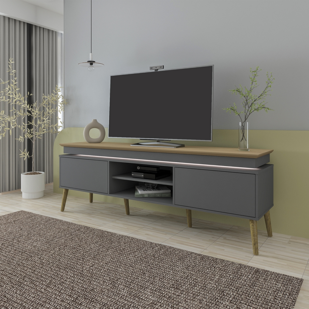 Rack Lumina Larg. 1.80m até 75 Polegadas Carvalho/Grafite – ARTELY