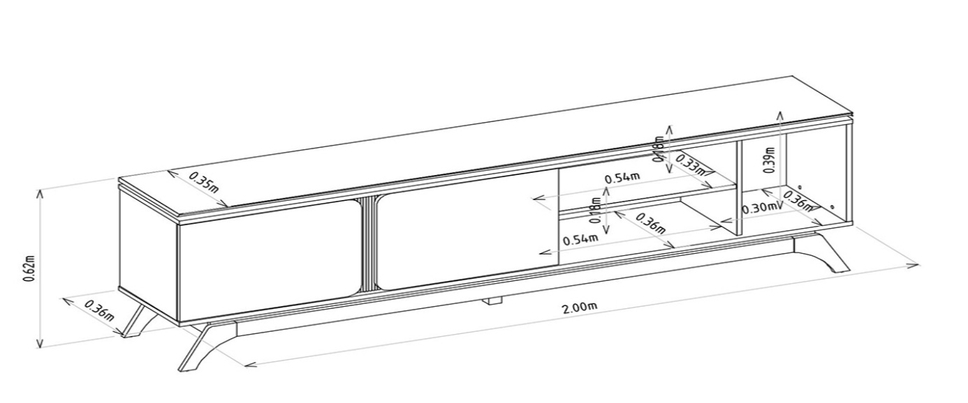 Rack até 70″ Istambul Larg. 2.00m Nature/Off White – LINEA BRASIL - Imagem 4