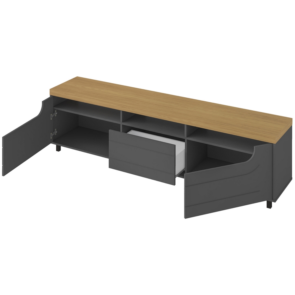 Rack até 75″ Mercury Larg. 2.00m Carvalho/Grafite – ARTELY - Imagem 2