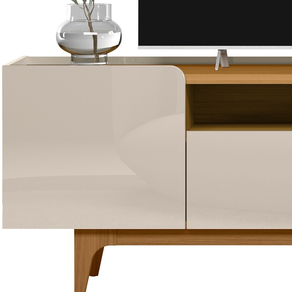 Rack até 75″ Orlando Larg. 1.80m Tauari/Off White Brilho – LINEA BRASIL - Imagem 3