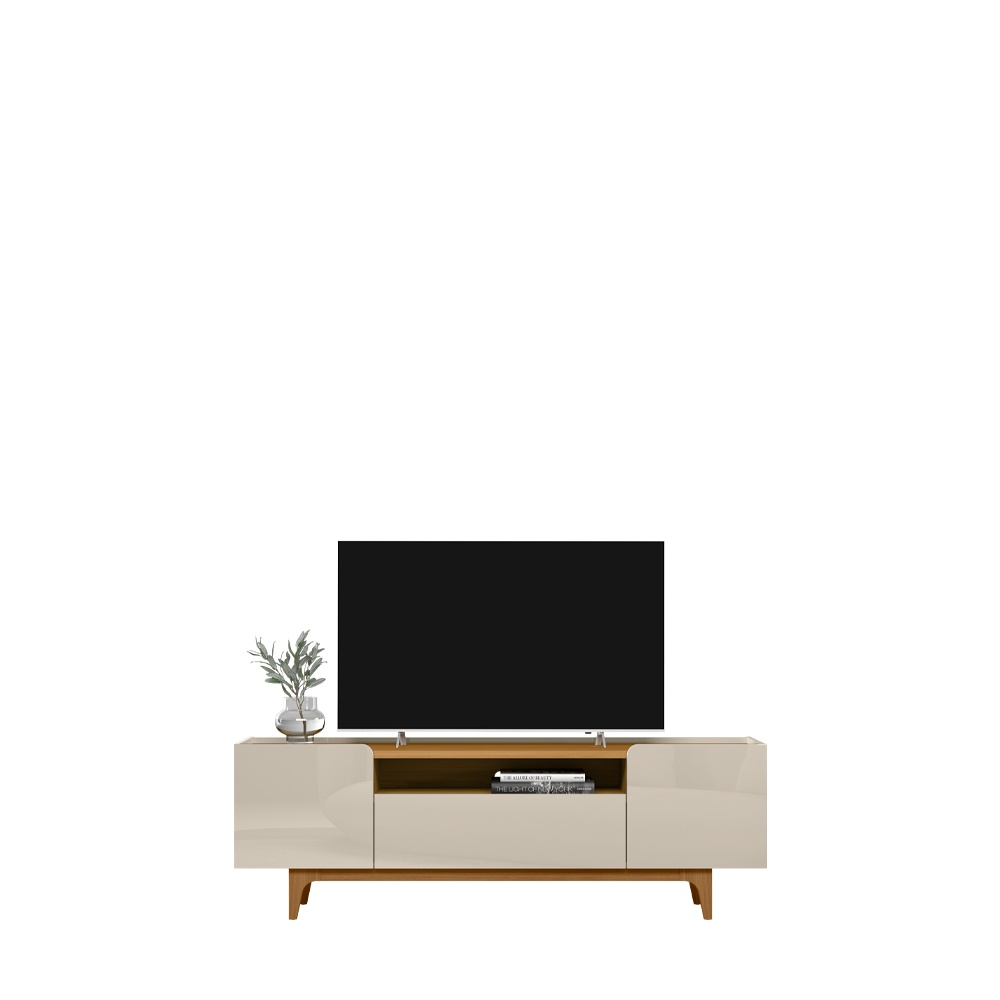 Rack até 75″ Orlando Larg. 1.80m Tauari/Off White Brilho – LINEA BRASIL - Imagem 4