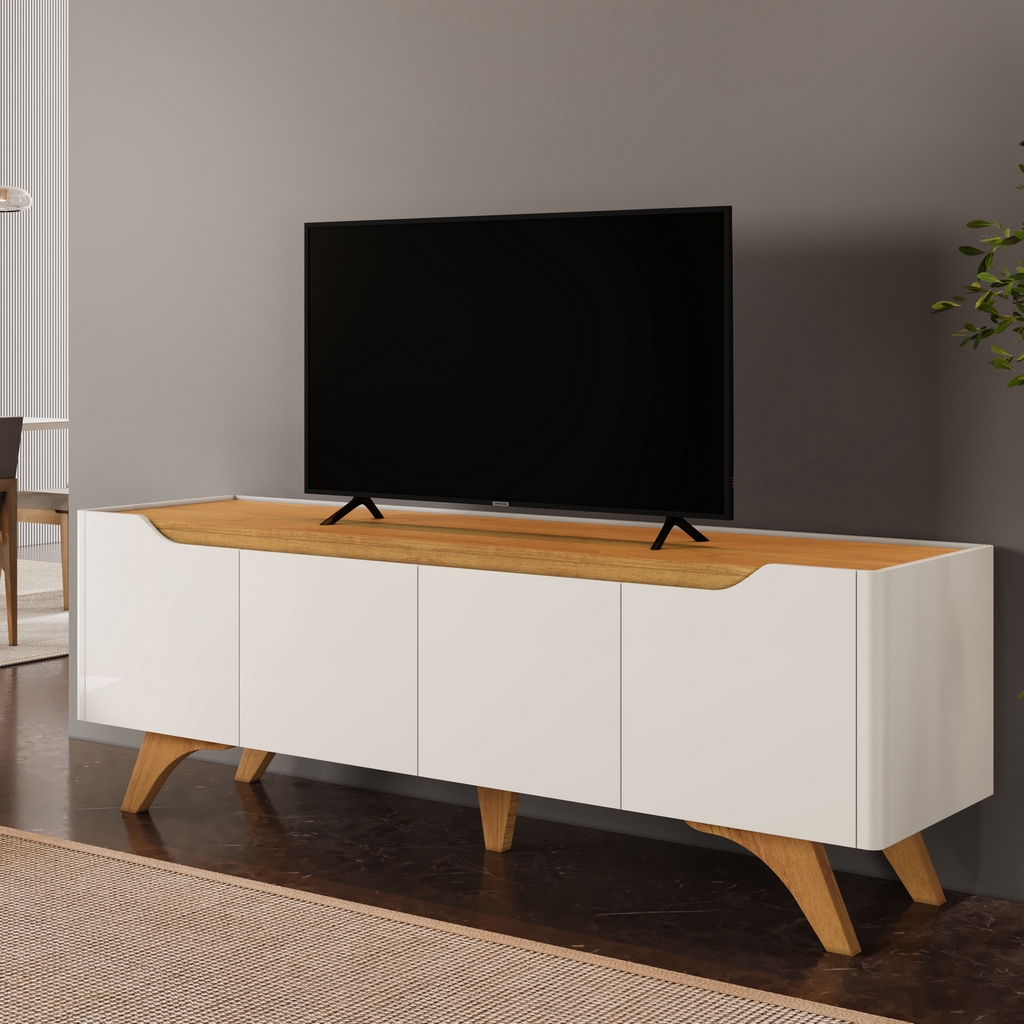 Rack até 75″ Atenas Larg. 1.80m Off White/Naturale – MAVAULAR