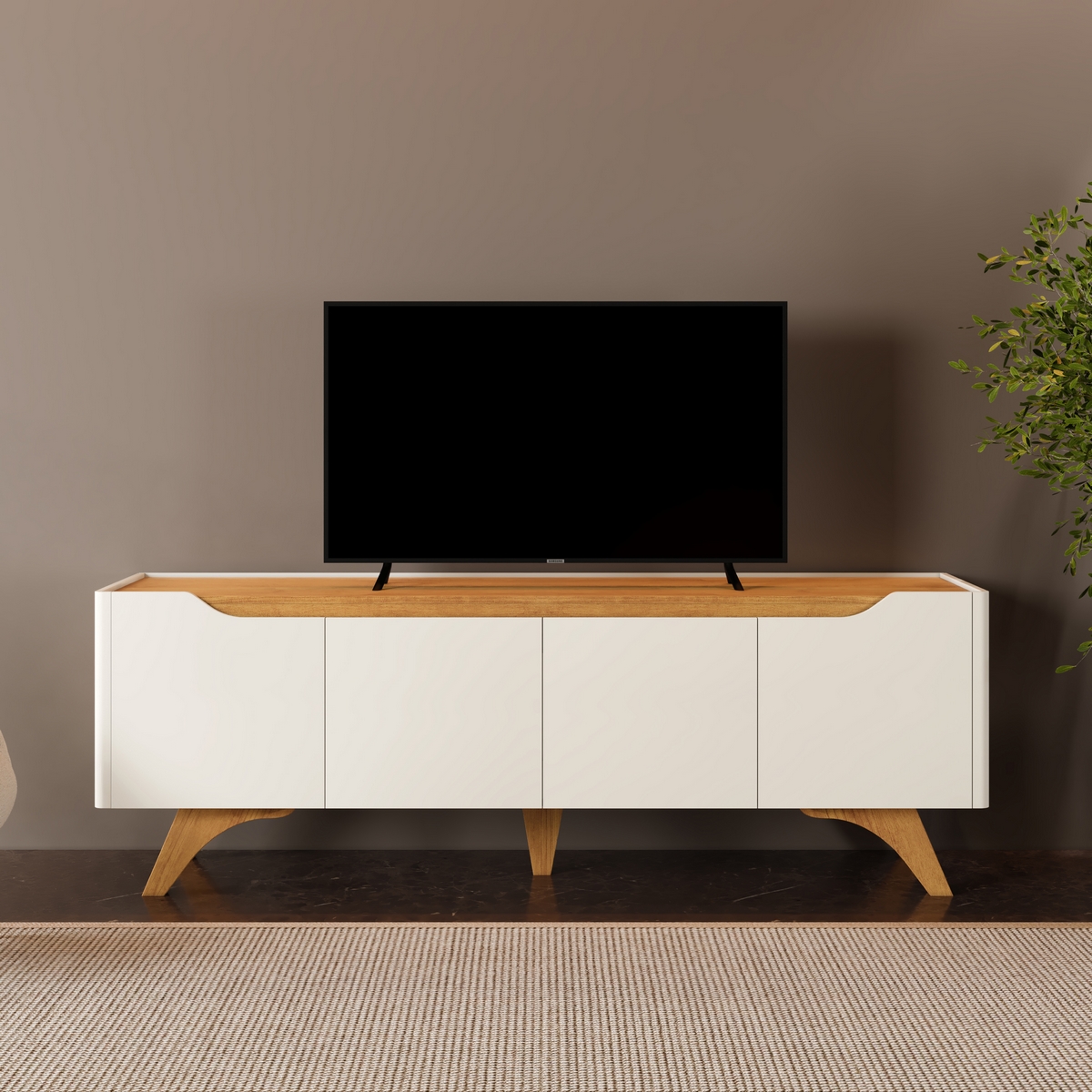 Rack até 75″ Atenas Larg. 1.80m Off White/Naturale – MAVAULAR - Imagem 2