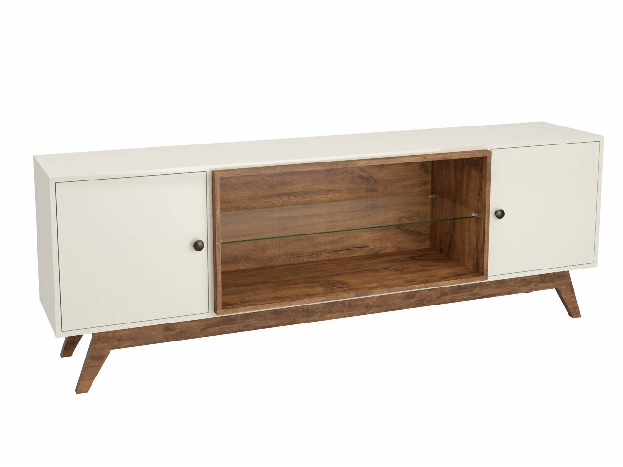 Rack Thor até 60" R418 Larg. 1,80m Off White/Freijó 100% MDF – DALLA COSTA - Imagem 3