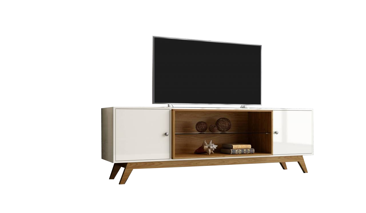 Rack Thor até 60" R418 Larg. 1,80m Off White/Freijó 100% MDF – DALLA COSTA - Imagem 4