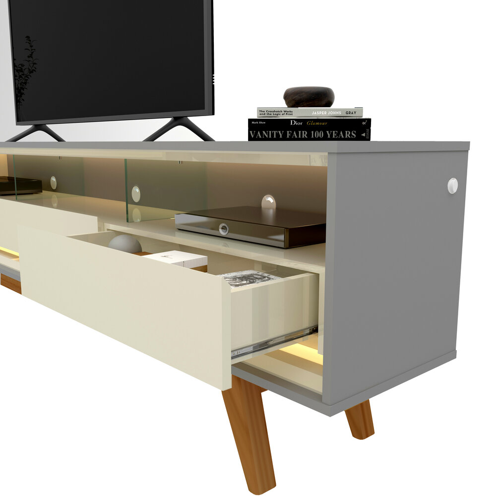 Rack até 75″ Requinte Larg. 2.12m Cinza/Off White – GELIUS - Imagem 3