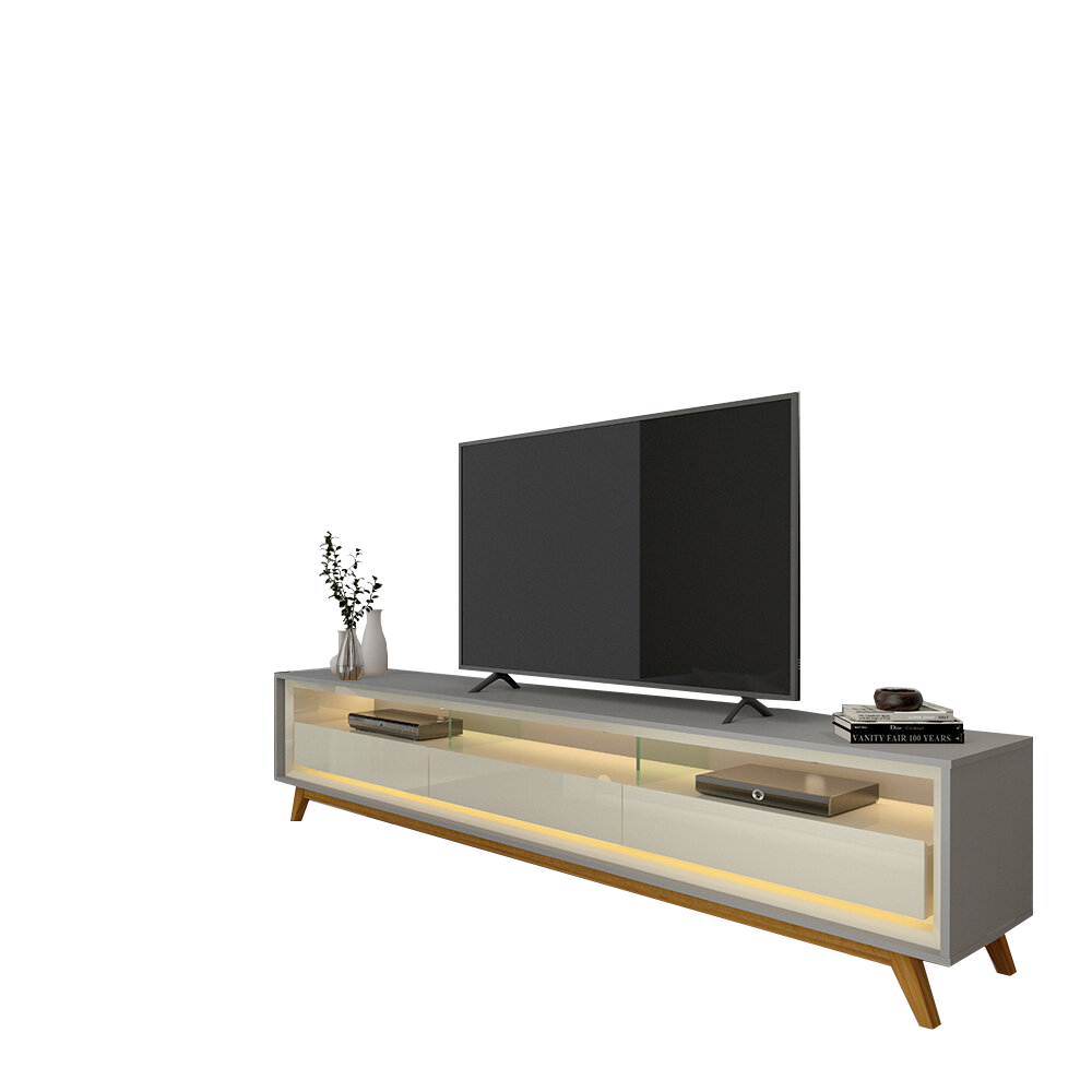 Rack até 75″ Requinte Larg. 2.12m Cinza/Off White – GELIUS - Imagem 5