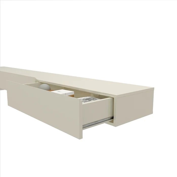 Home até 85″ Nobre Ripado Larg. 2.30m (Com Nicho) Naturale/Off White – GELIUS - Imagem 4