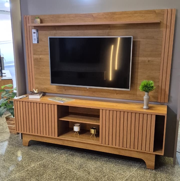 Painel + Rack até 70″ Trunfo Larg. 2.00m Cinamono – JCM MOVELARIA