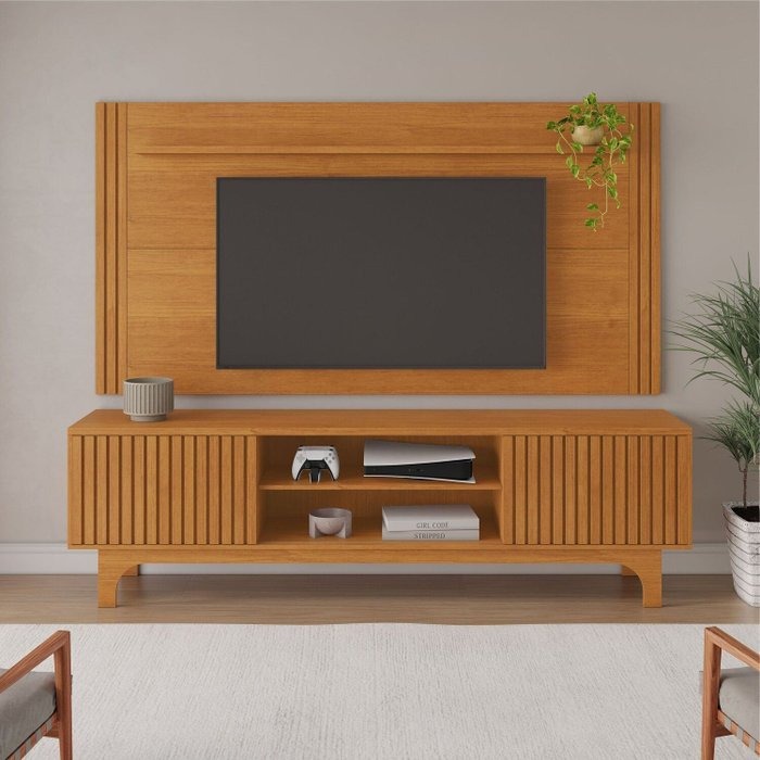 Painel + Rack até 70″ Trunfo Larg. 2.00m Cinamono – JCM MOVELARIA - Imagem 2