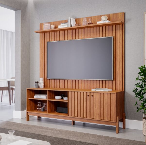 Painel até 70″ Trend Larg. 1.80m Cinamono + Bancada Holanda Cinamono – PERMÓBILI