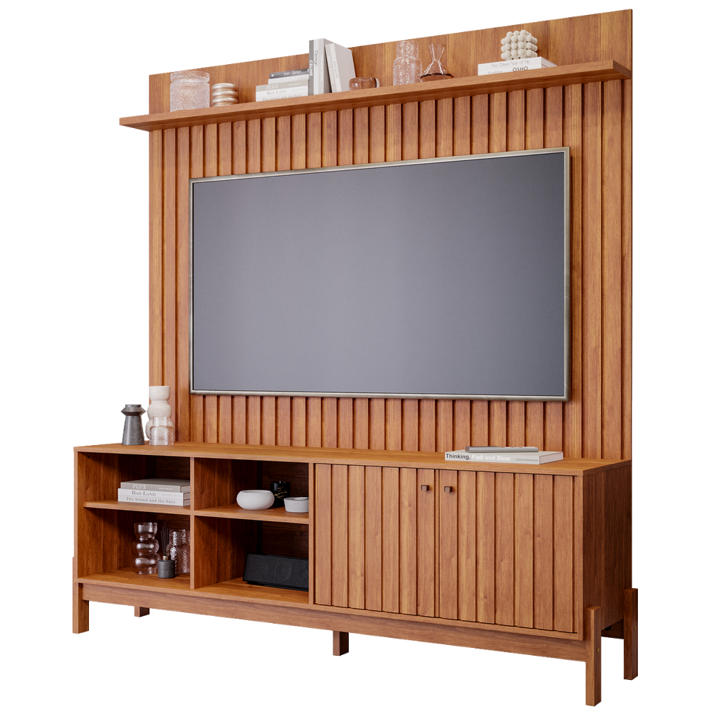 Painel até 70″ Trend Larg. 1.80m Cinamono + Bancada Holanda Cinamono – PERMÓBILI - Imagem 4