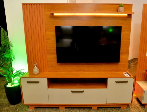 Alternative view of Home Apego Larg. 2.00m Até 65" Cinamono/Off White – JCM MOVELARIA