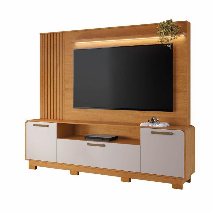 Home Apego Larg. 2.00m Até 65" Cinamono/Off White – JCM MOVELARIA - Imagem 6