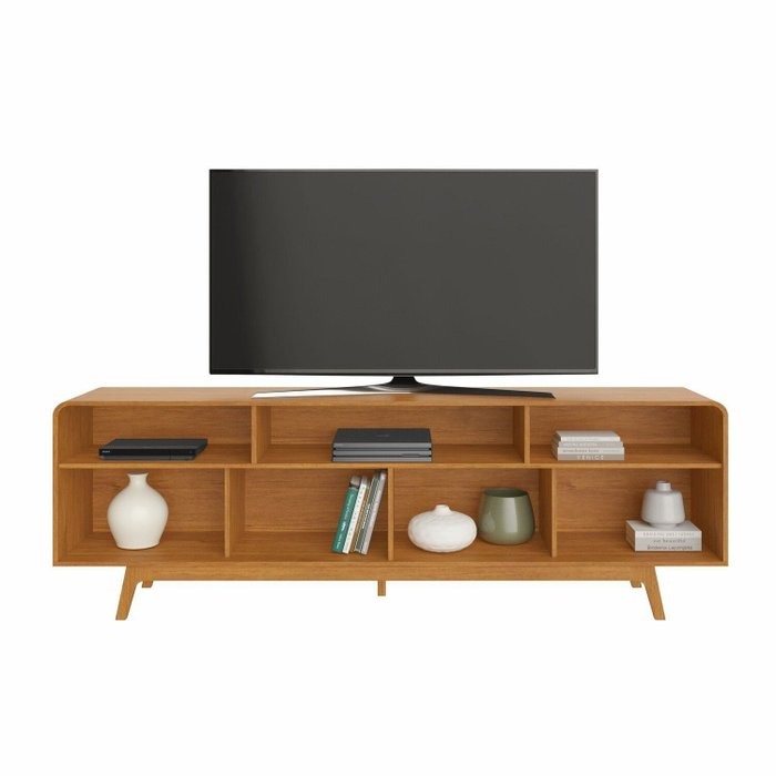 Painel até 70″ Cristal Larg. 2.00m Cinamono + Rack Cristal Cinamono/Off White – JCM MOVELARIA - Imagem 6