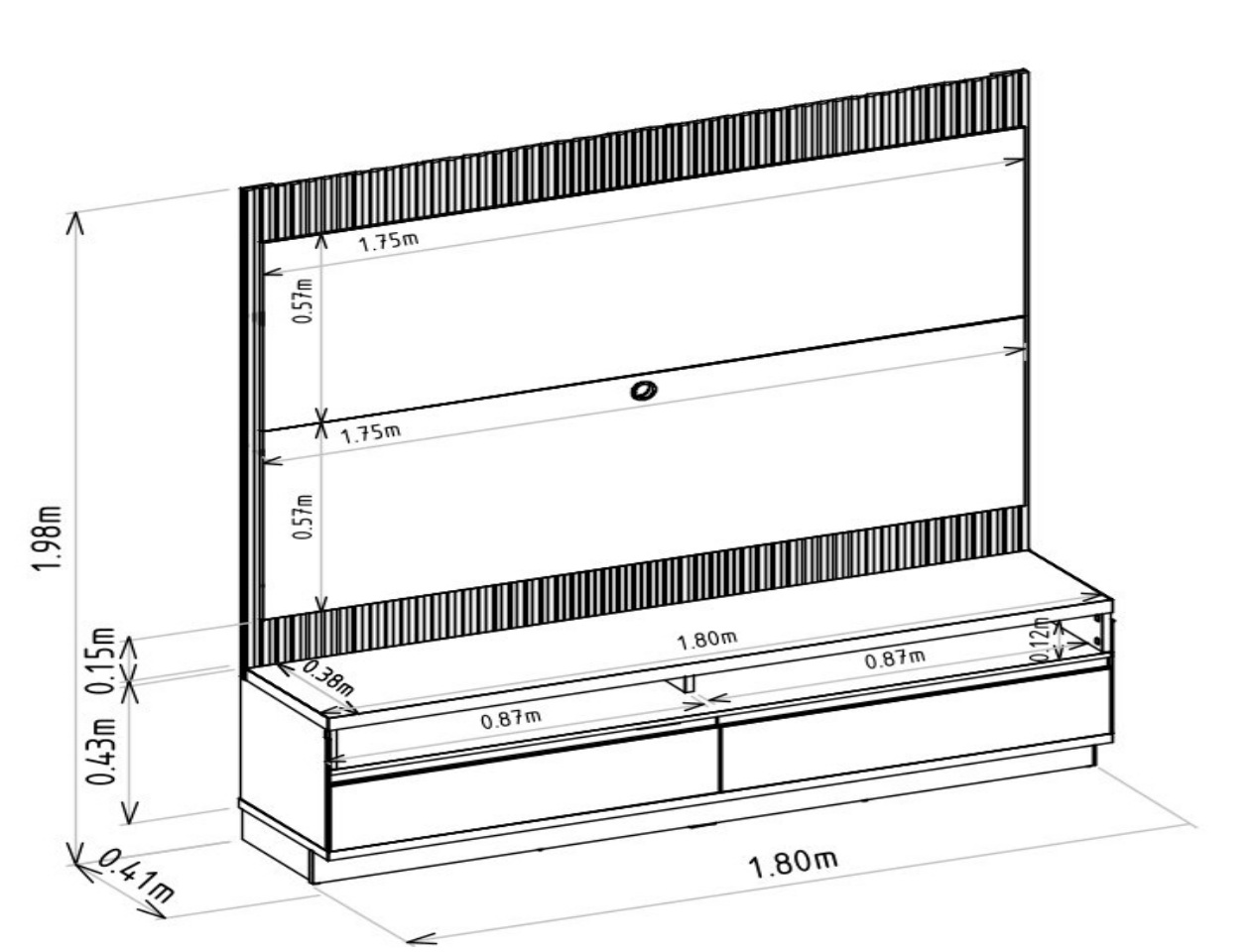 Painel até 70″ + Rack São Paulo Larg. 1.80m Tauari/Off White Fosco – LINEA BRASIL - Imagem 5