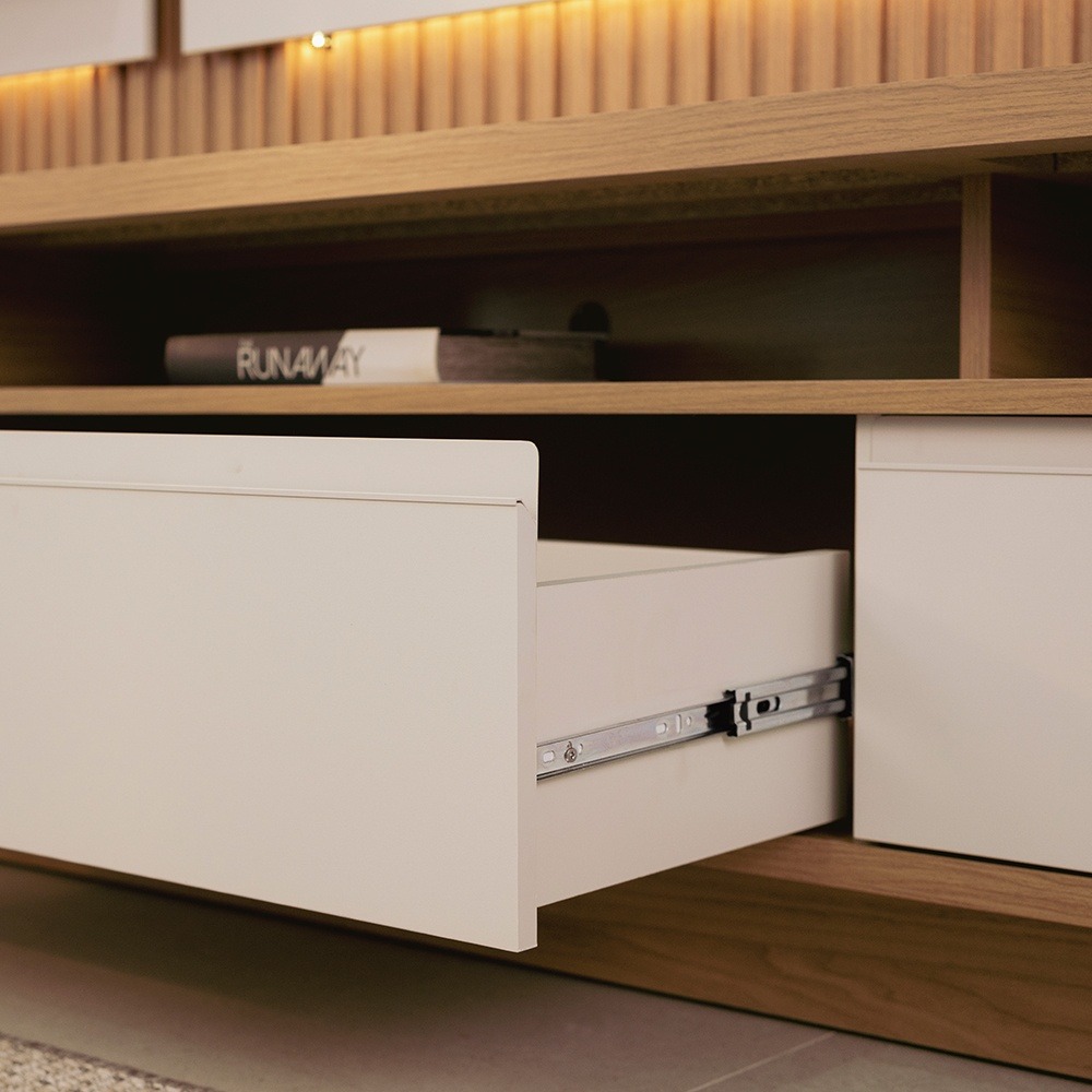 Painel até 70″ + Rack São Paulo Larg. 1.80m Tauari/Off White Fosco – LINEA BRASIL - Imagem 2