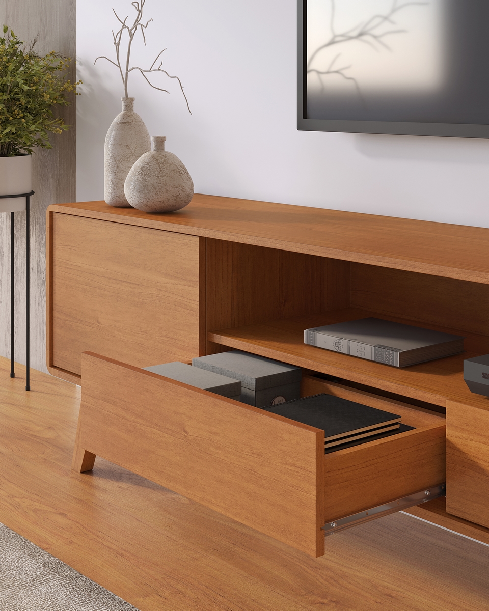 Painel + Rack até 58″ Sinus Larg. 1.80m Naturale – MAVAULAR - Imagem 3