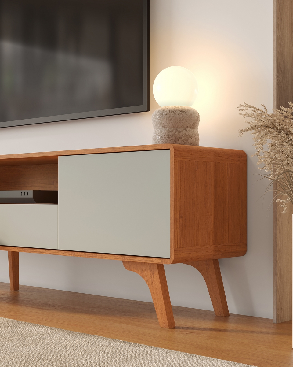 Painel + Rack até 58″ Sinus Larg. 1.80m Naturale/Off White – MAVAULAR - Imagem 4