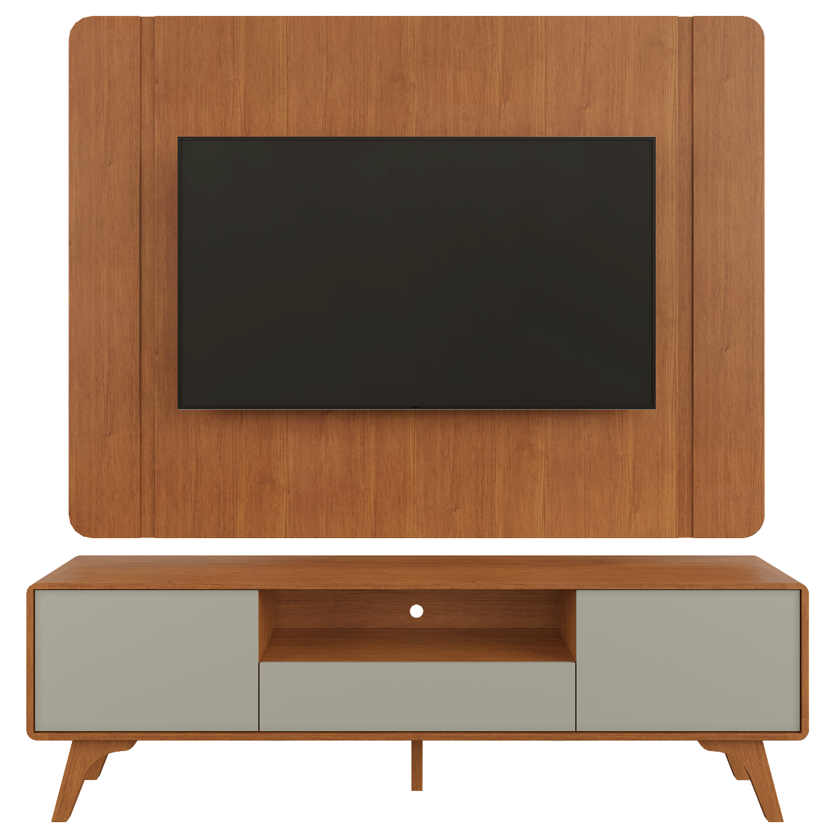 Painel + Rack até 58″ Sinus Larg. 1.80m Naturale/Off White – MAVAULAR - Imagem 5