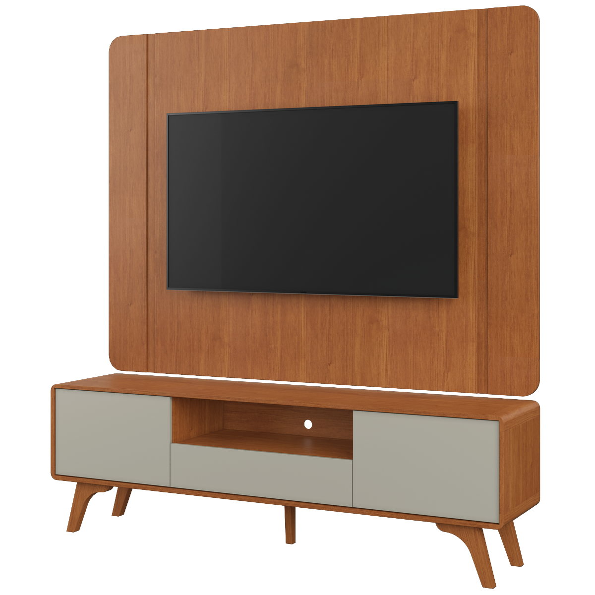 Painel + Rack até 58″ Sinus Larg. 1.80m Naturale/Off White – MAVAULAR - Imagem 6