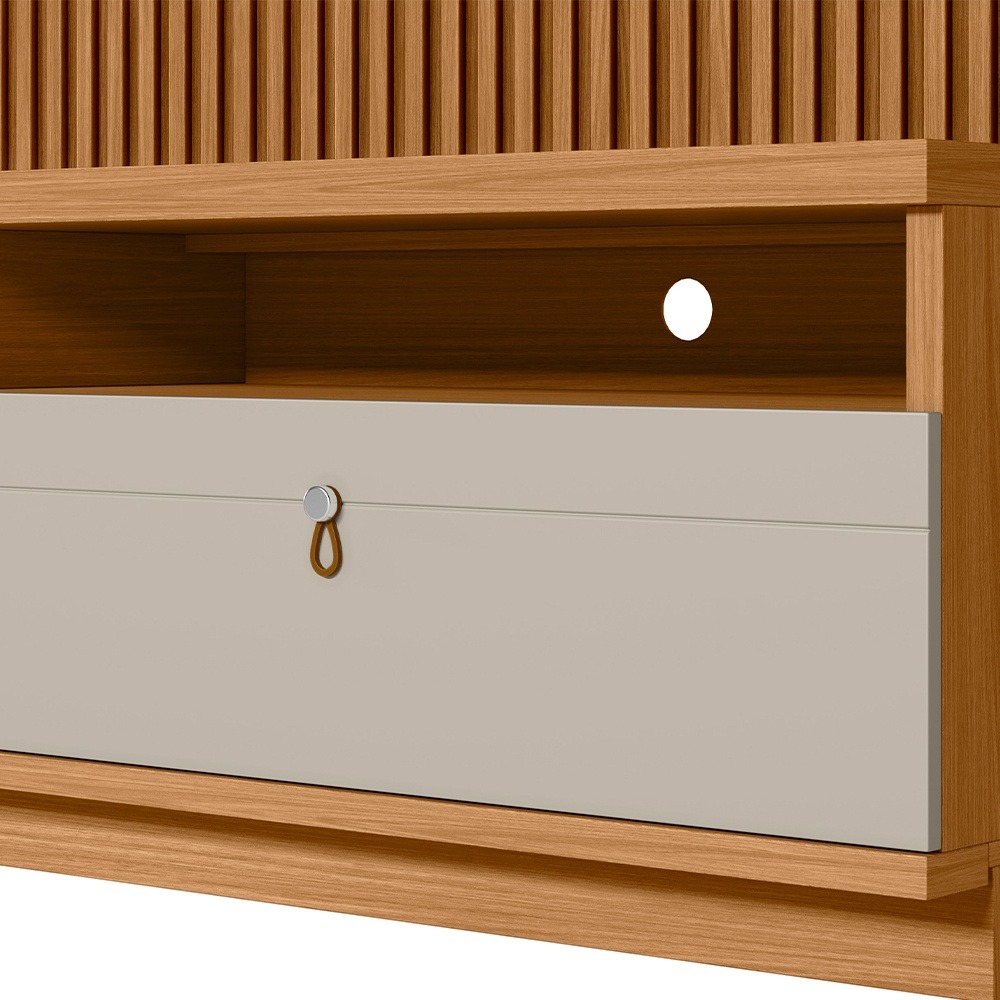 Painel + Rack até 75″ Ouro Preto Larg. 1.80m Nature/Off White – LINEA BRASIL - Imagem 3