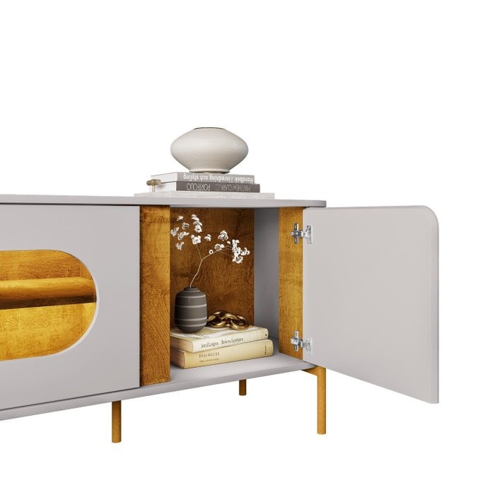 Painel até 75″ Maresias Larg. 1.80m + Rack Juquehy Off White/Naturale – BECHARA - Imagem 4