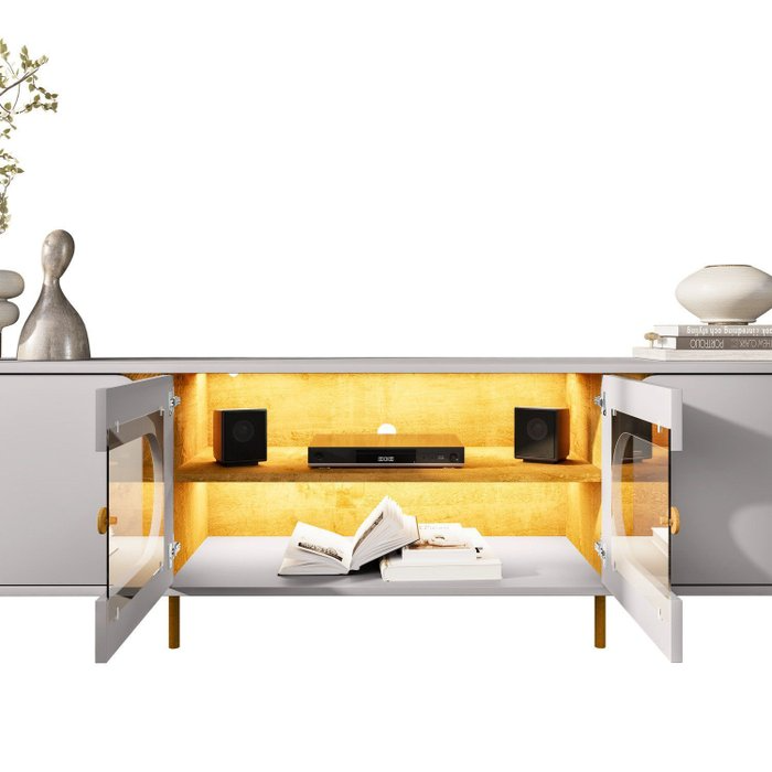 Painel até 75″ Maresias Larg. 1.80m + Rack Juquehy Off White/Naturale – BECHARA - Imagem 7