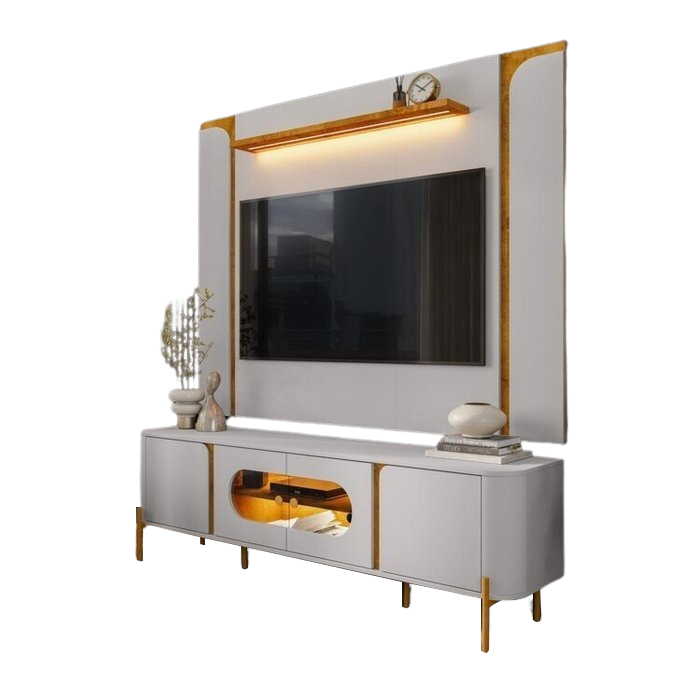 Painel até 75″ Maresias Larg. 1.80m + Rack Juquehy Off White/Naturale – BECHARA - Imagem 8