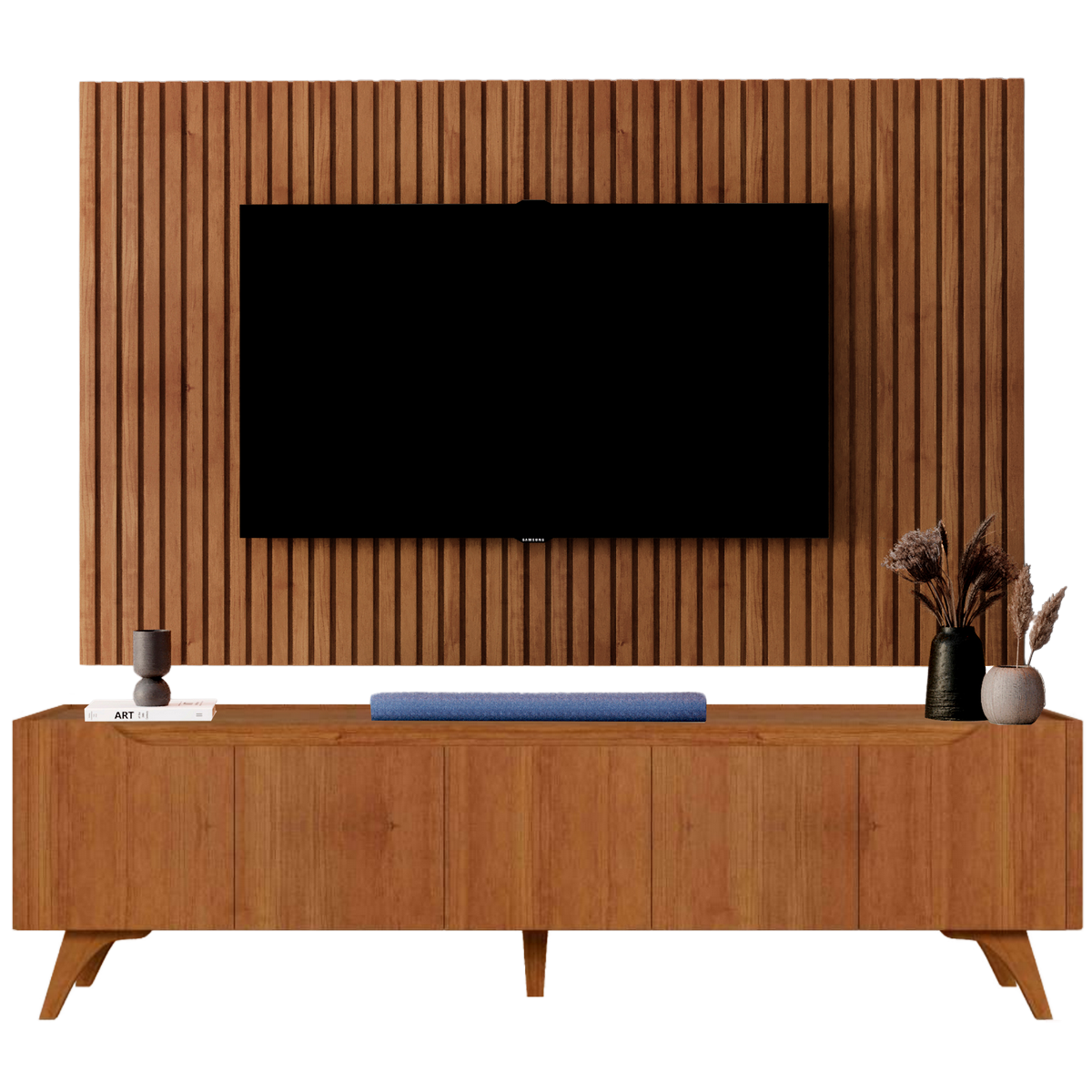 Painel Ripado até 75″ Versátilis Larg. 2.17m + Rack Atenas 2.20m Naturale – MAVAULAR - Imagem 4