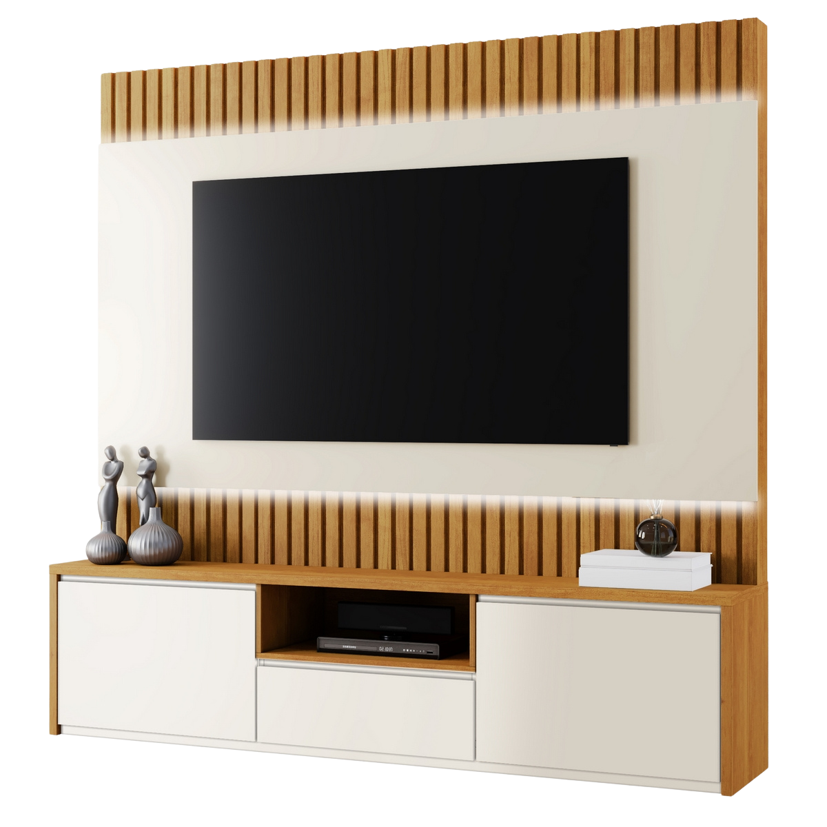 Home até 58″ Aurora Larg. 1,80m 100% MDF Naturale/Off White – MAVAULAR - Imagem 3