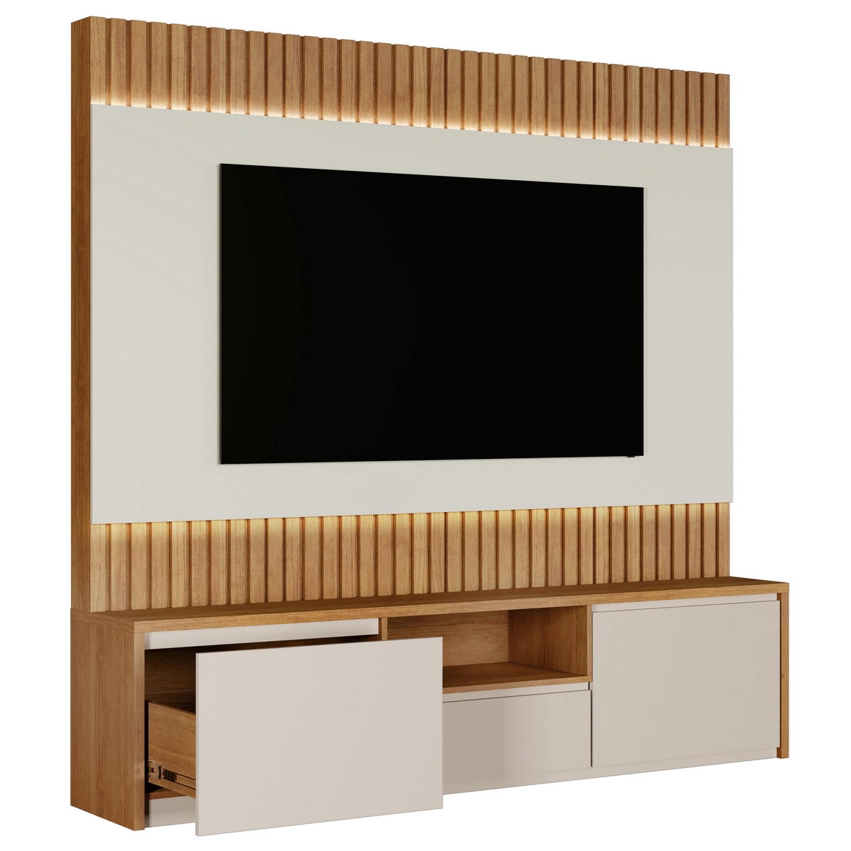 Home até 58″ Aurora Larg. 1,80m 100% MDF Naturale/Off White – MAVAULAR - Imagem 4