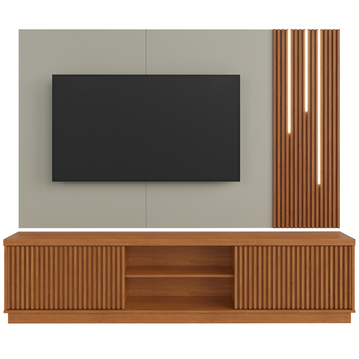 Home Theater até 75″ Valência/Arezzo New LED Larg. 2.20m Naturale/Off White – MAVAULAR - Imagem 3