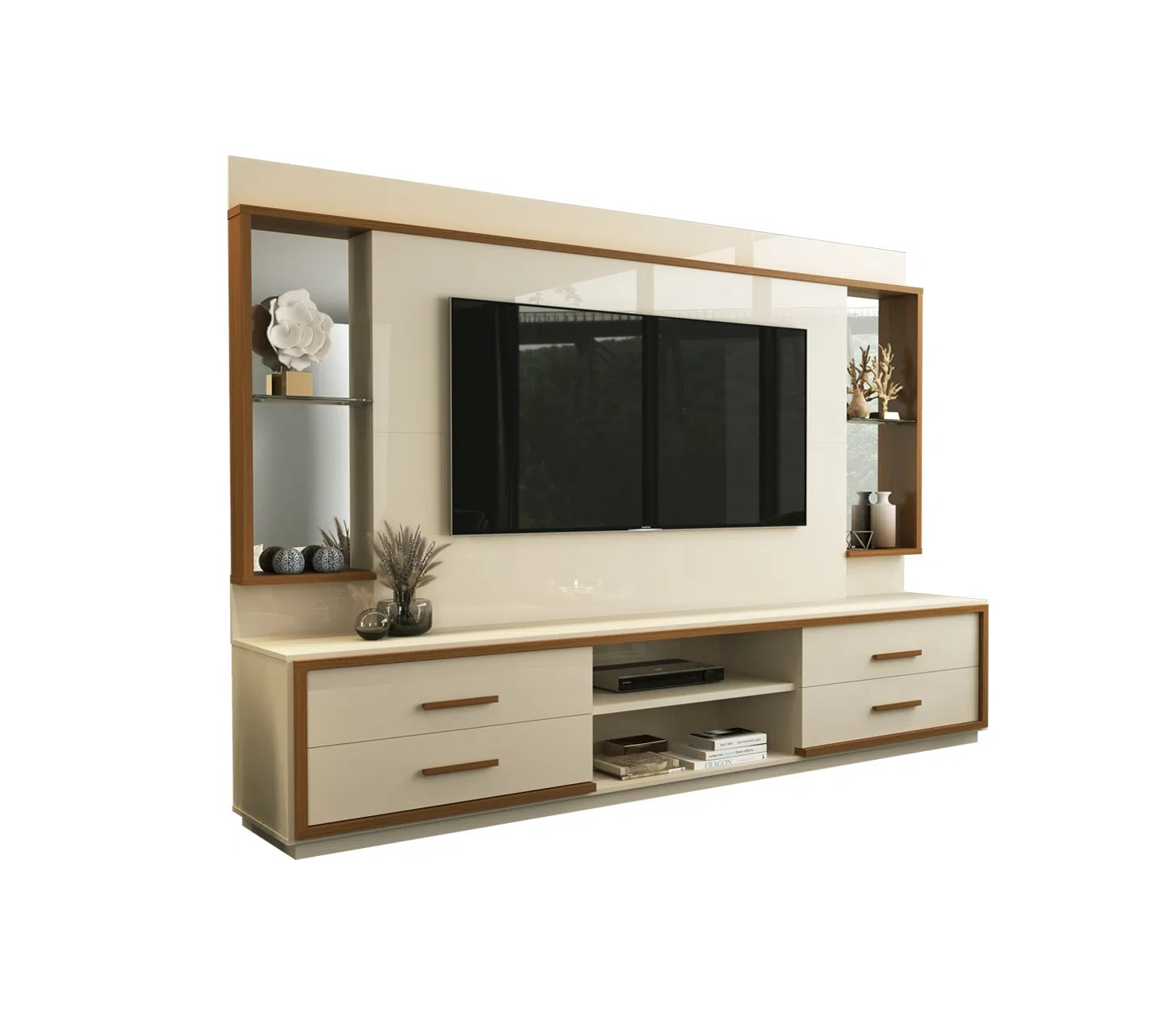 Home Theater até 75” Leni Larg. 2.40m Off White/Cedro Natural – EDN MÓVEIS - Imagem 2