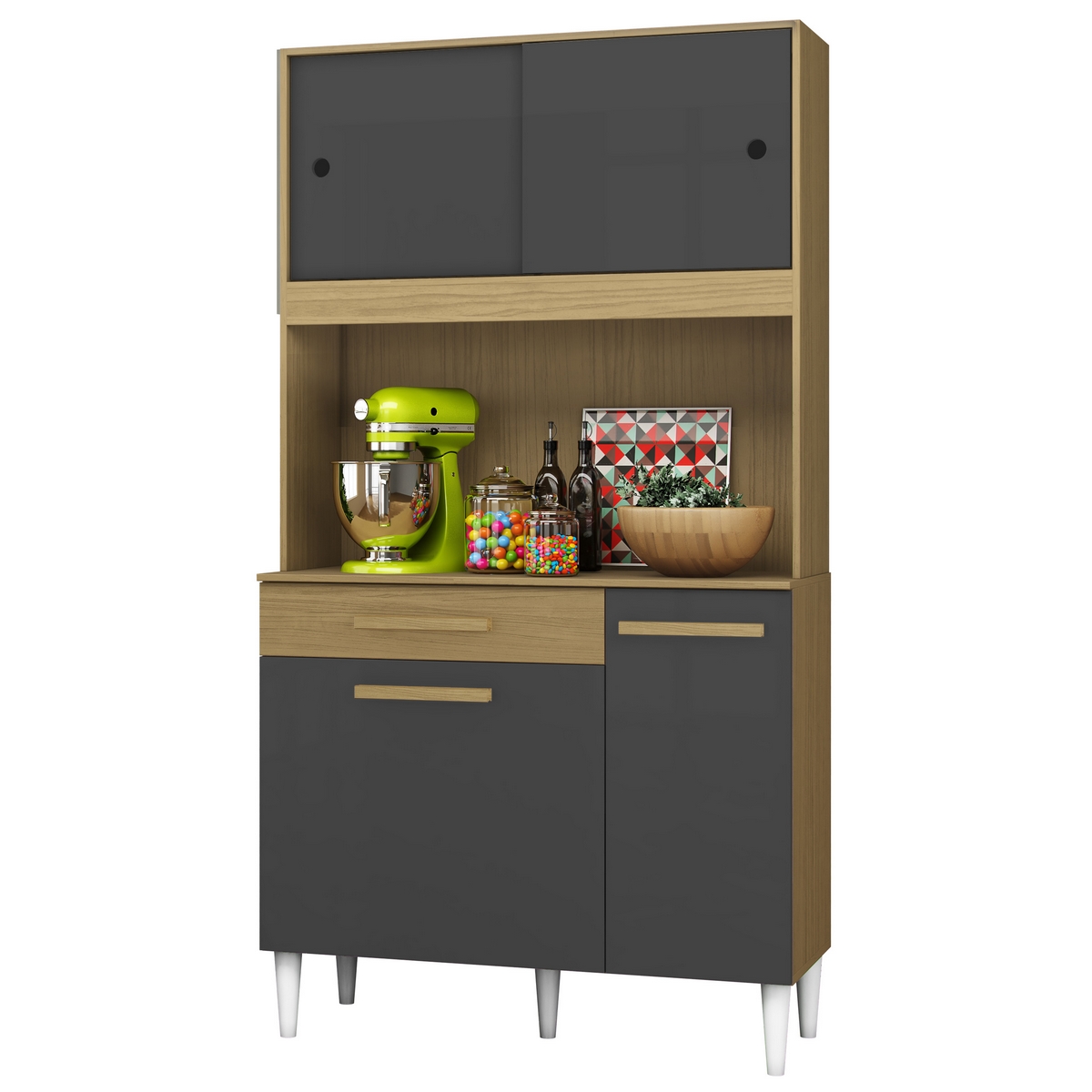 Kit Cozinha 4P1G Larg. 0.91m m Atacama/Grafite – ARAMÓVEIS - Imagem 3