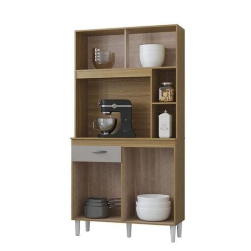 Kit Cozinha Duda Larg. 0.90m Damasco/Ripado/Off White – POQUEMA - Imagem 3