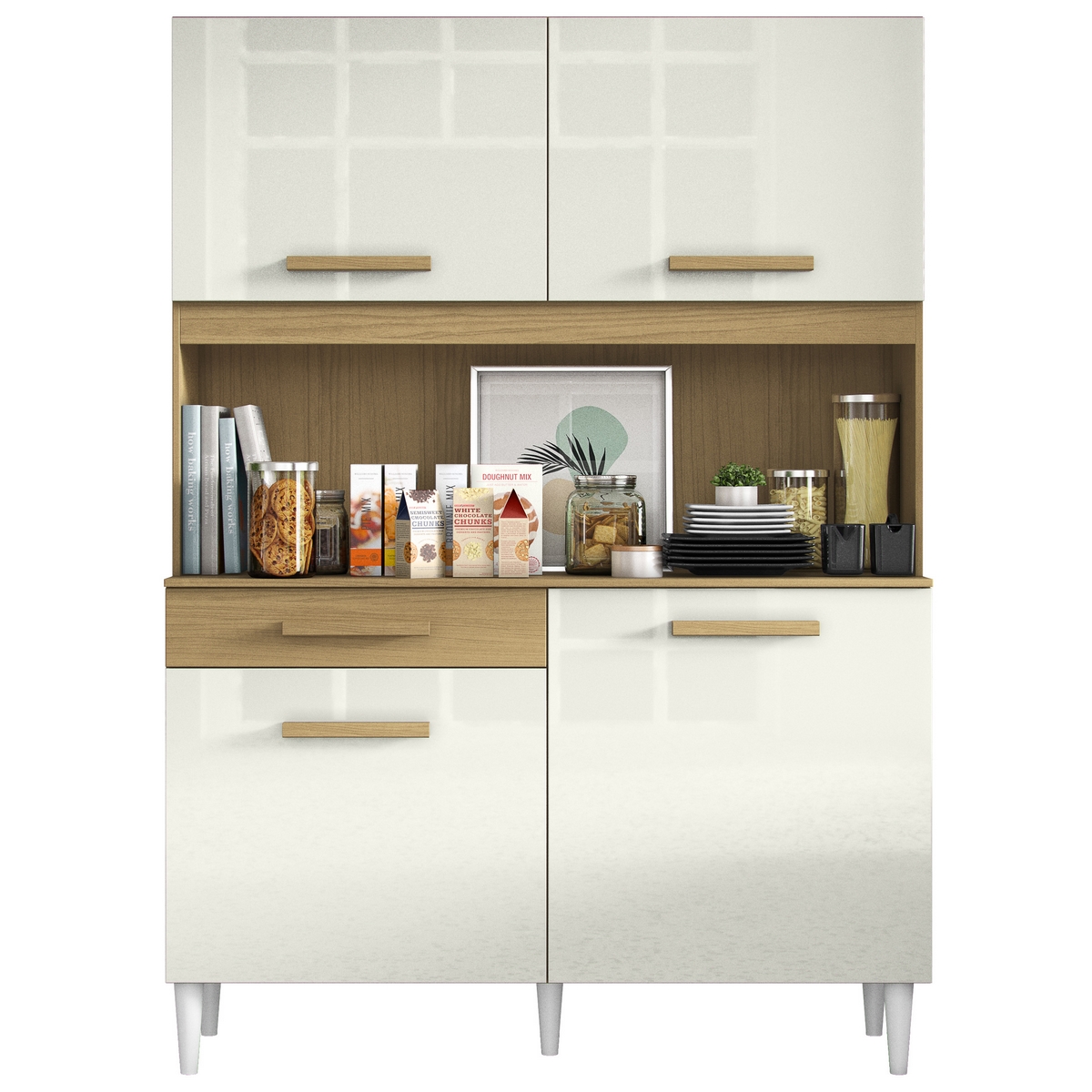 Kit Cozinha 4P1G Larg. 1.21m m Atacama/Off White – ARAMÓVEIS - Imagem 4