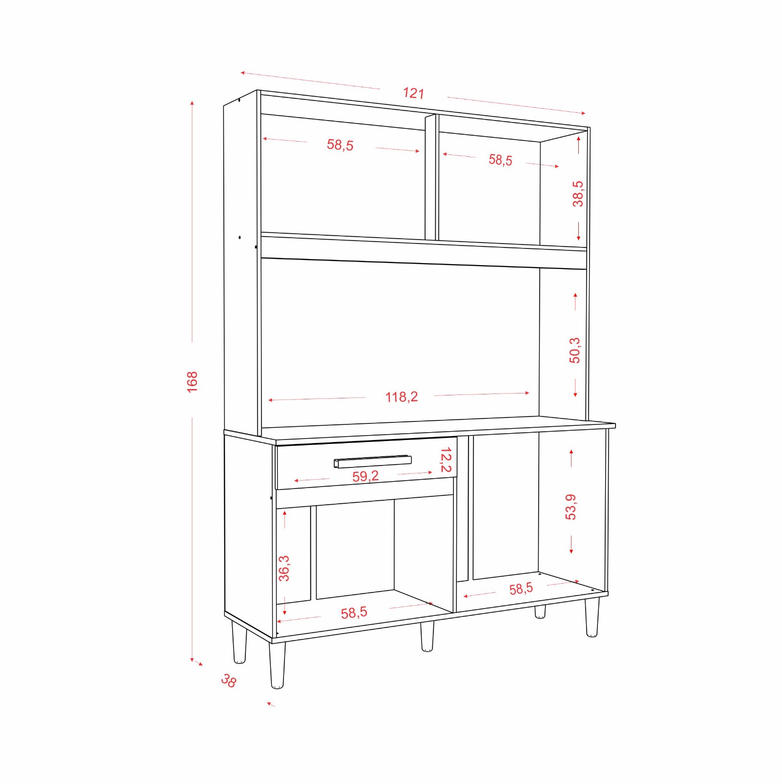Kit Cozinha 4P1G Larg. 1.21m m Atacama/Off White – ARAMÓVEIS - Imagem 3