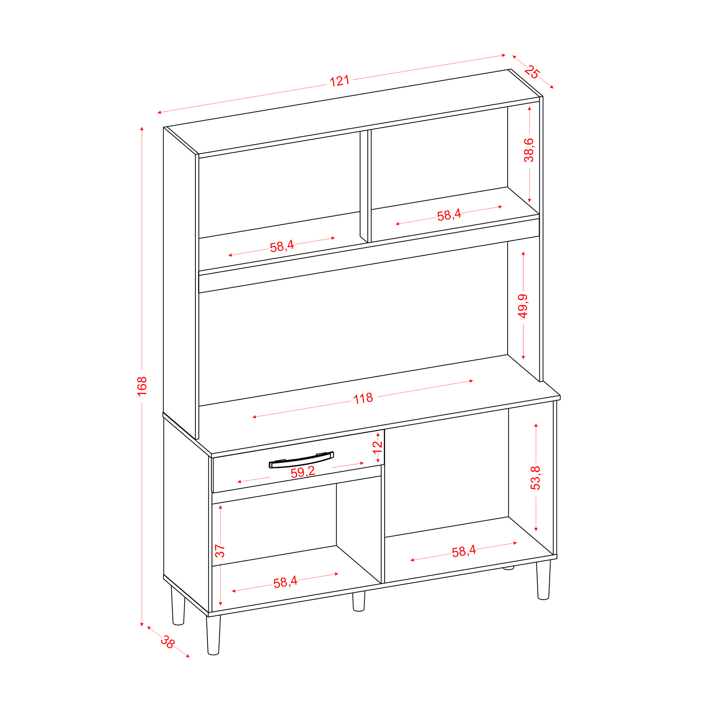 Kit Cozinha 8 Portas Cleo Larg. 1.21m Atacama/Off White – ARAMÓVEIS - Imagem 3