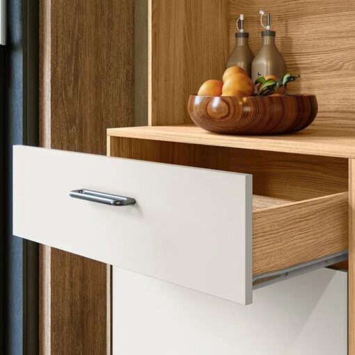 Kit Cozinha Erva Doce Larg. 0.90m Freijó/Off White Cristal – NICIOLI - Imagem 4